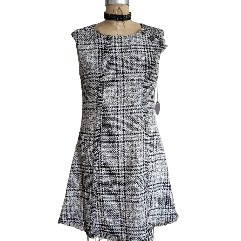 Eva Franco Ginger Sleeveless Tweed Sheath Mini Dress Size 12